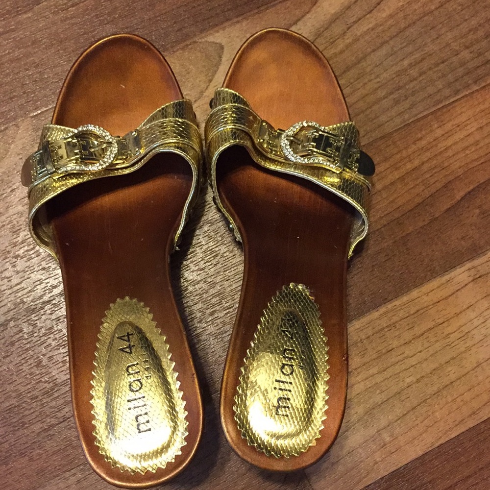 Gold blinged Milan 44 sandals size 9 - Picture 7 of 10